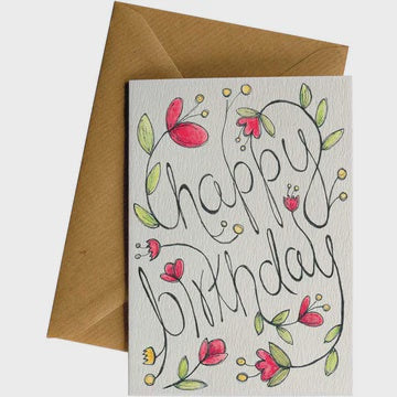 Happy Birthday Flowers Greeting Card