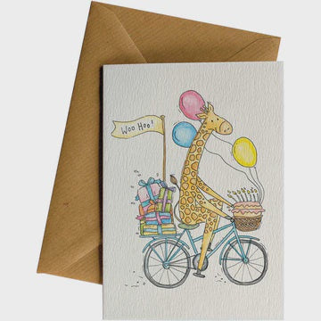 Giraffe on bike Greeting Card
