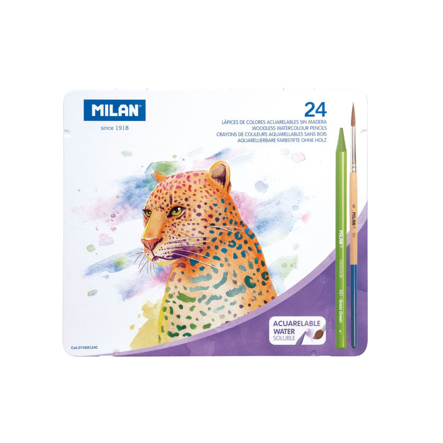 Milan 24 Watercolour Pencils with brush