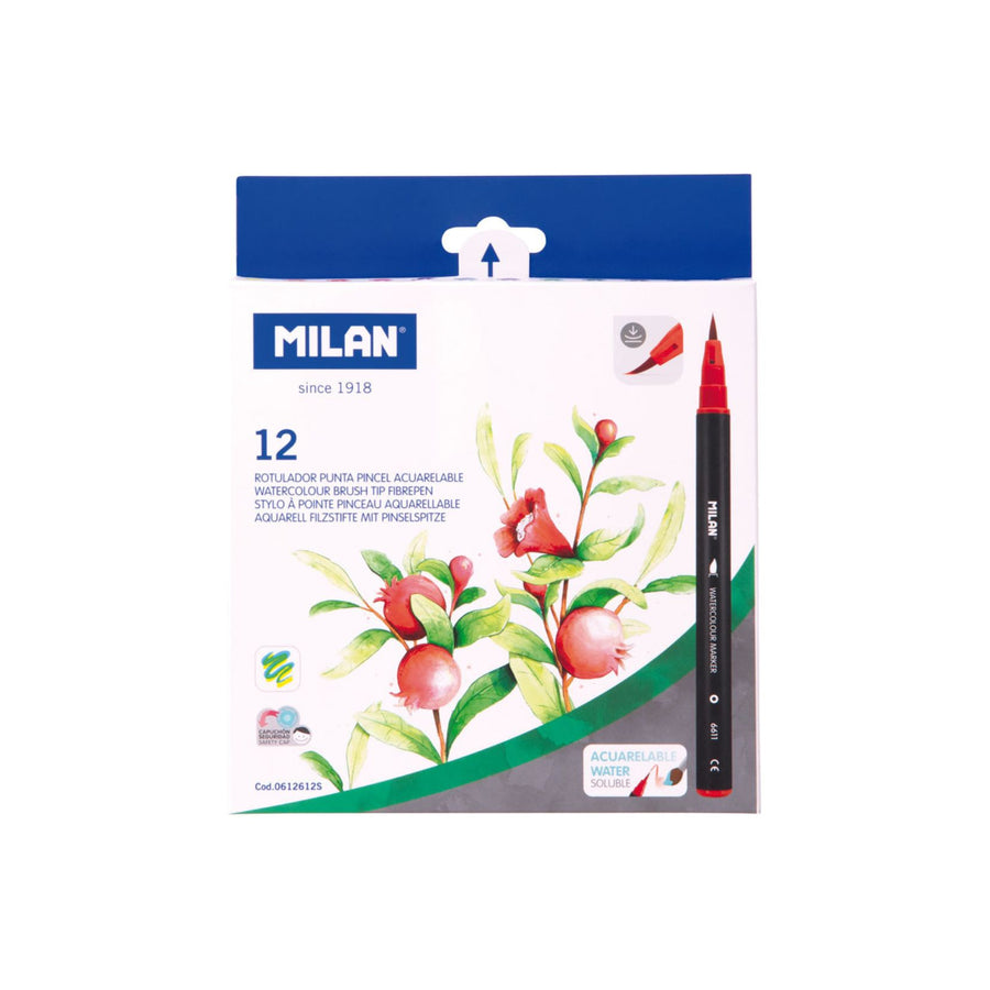 Watercolour Brush Tip Pen - 12 Set