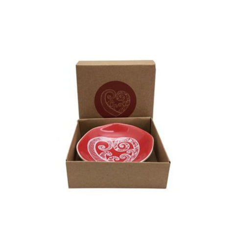 Pacific Aroha ii, White Aroha on Red 7cm Bowl