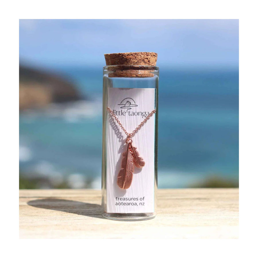 Huia Feather Necklace - Rose Gold