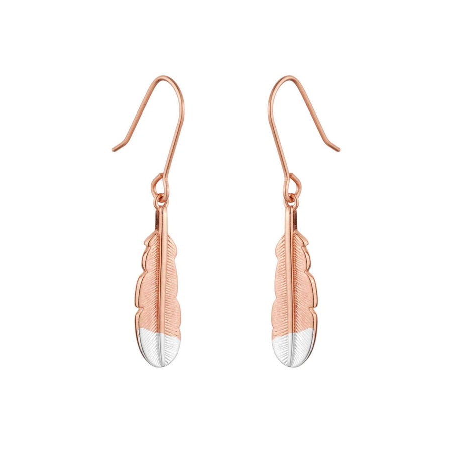 Huia Feather Pendant Earring - Rose Gold