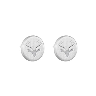 Round Untamed Antler Stud Earrings - Silver