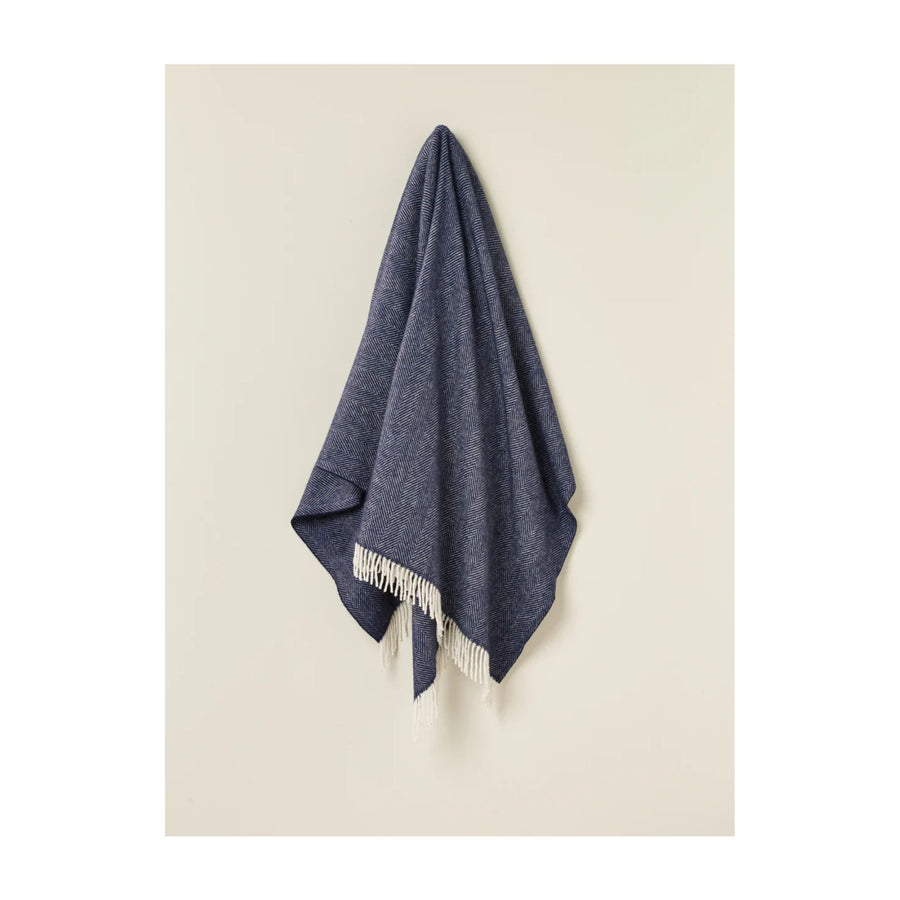 Herringbone NZ Pure Wool - Navy
