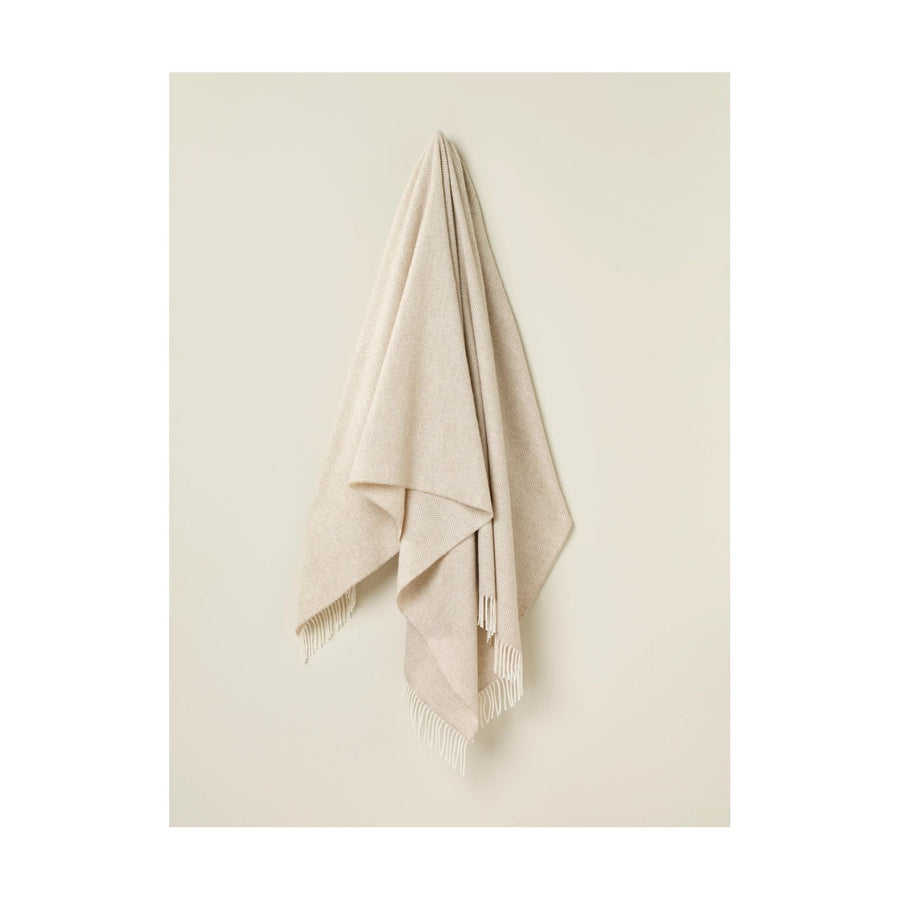 Herringbone Merino Collection Throw - Beige