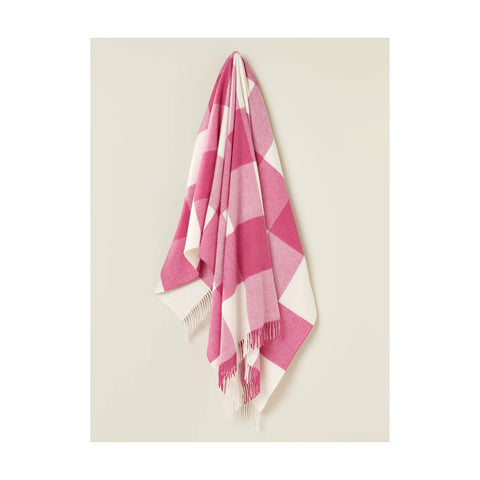 Checkboard Pink Merino 100% Throw - Pink