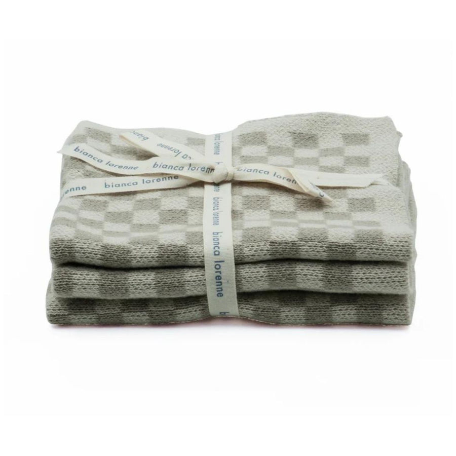 Bianca Lorenne Washer Cloths - Checker Taupe - Set of 3