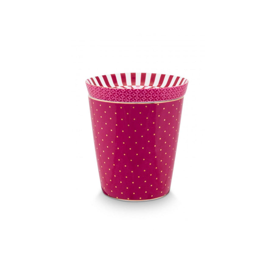 Small Mug with Lid - Royal Dot - Dark Pink