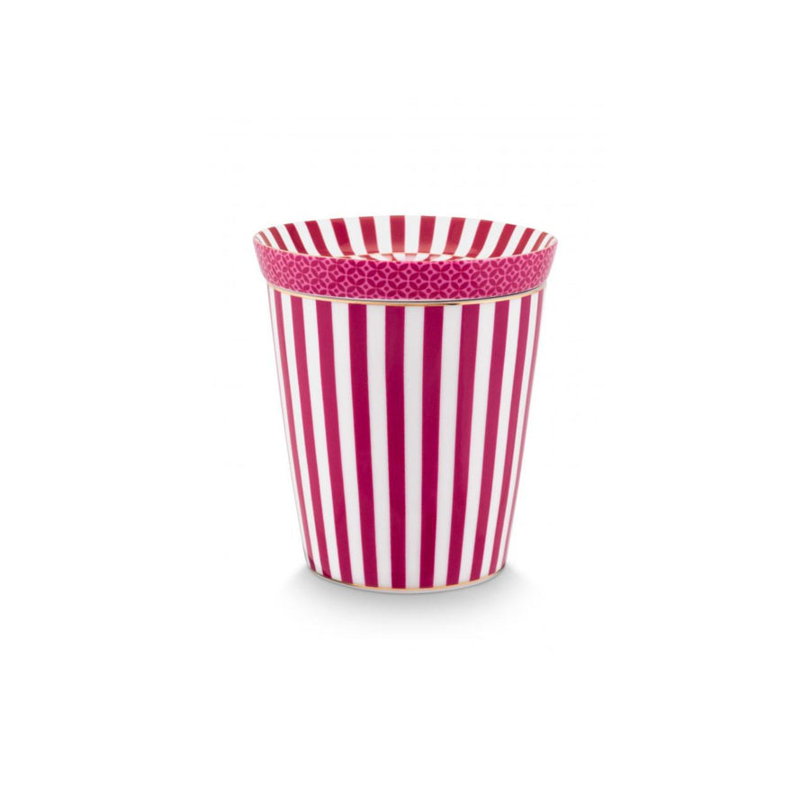 Small Mug with Lid - Royal Stripes - Dark Pink