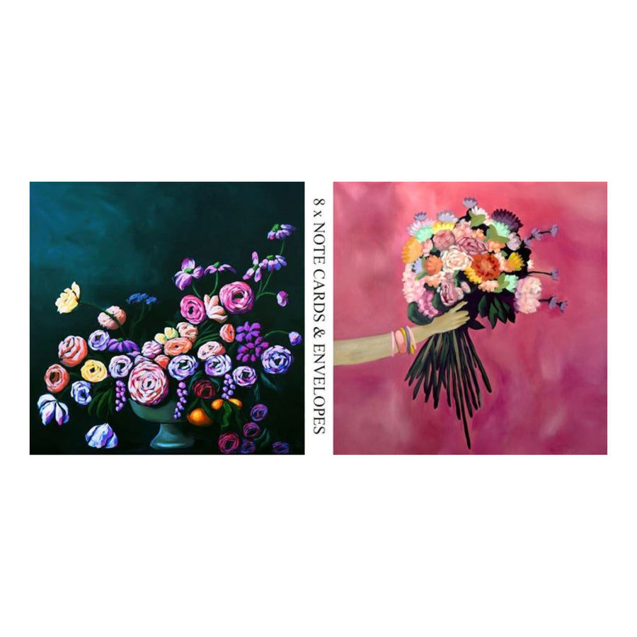 Rainbow Blooms Notecard Set x 8