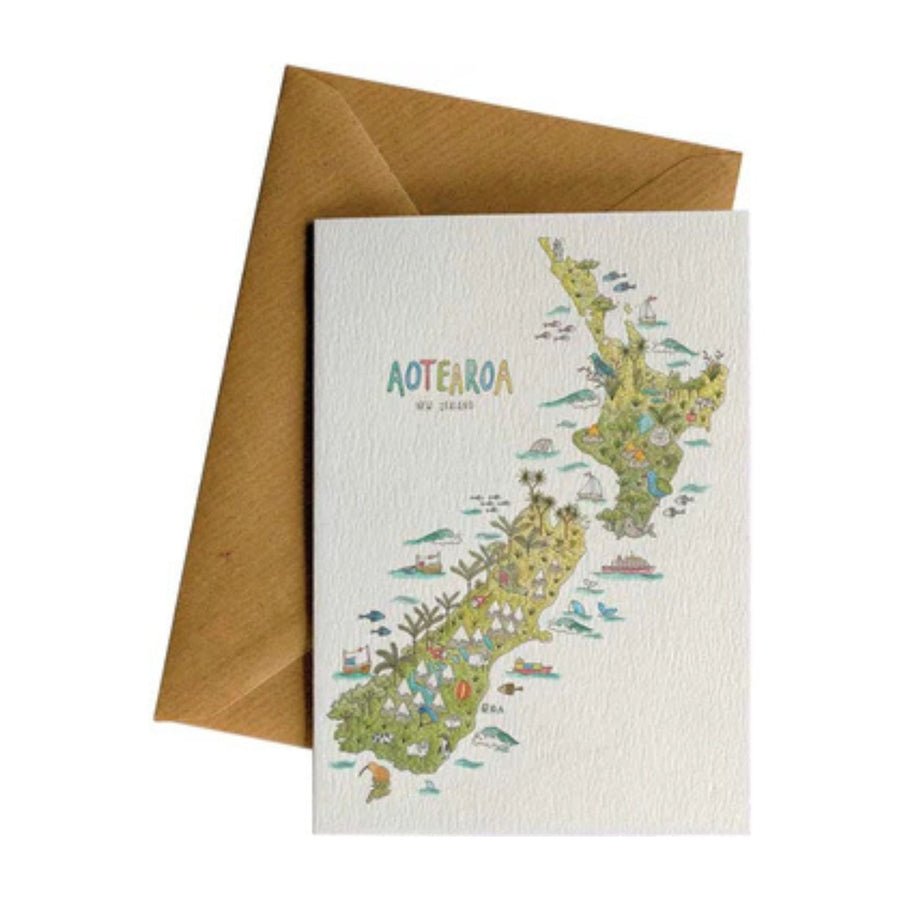 NZ Nature Map Greeting Card