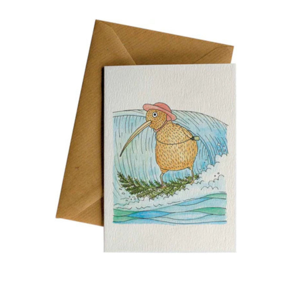 Kiwi Surfing Greeting Card