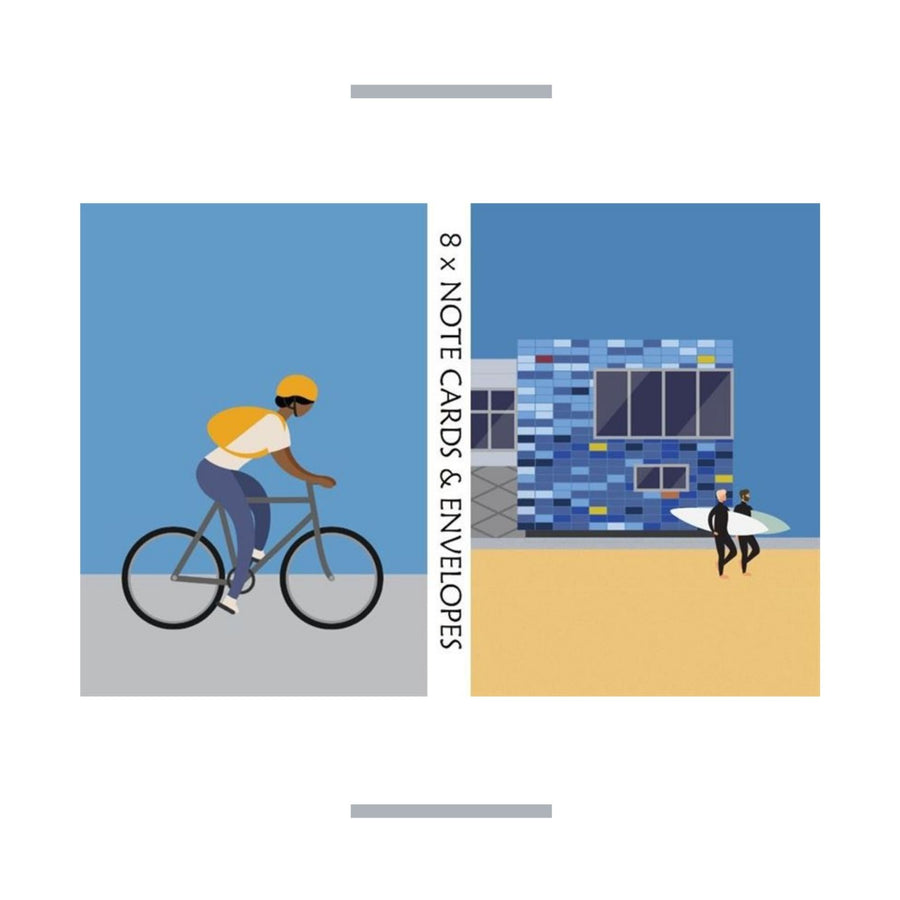 Biking & Surfing Notecard Pkt 8