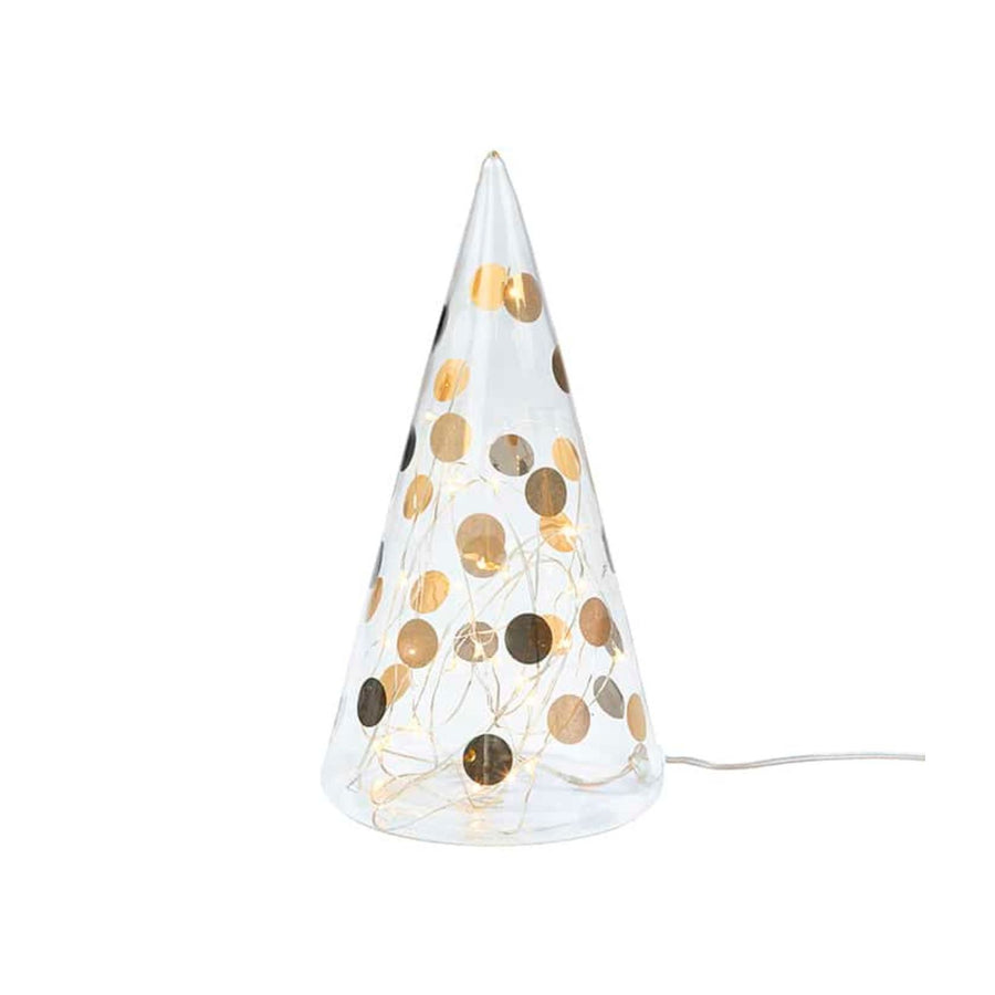 Led Glass Fir Tree with Polka Dots