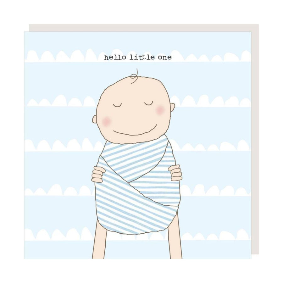 Hello Little One Blue Greeting Card