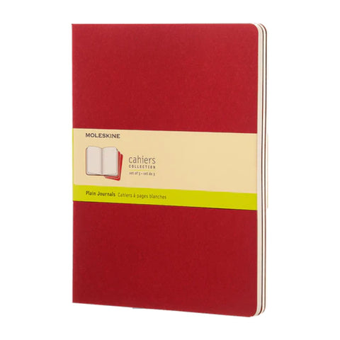 Moleskine Plain  Set of 3 Journals Cranberry Red