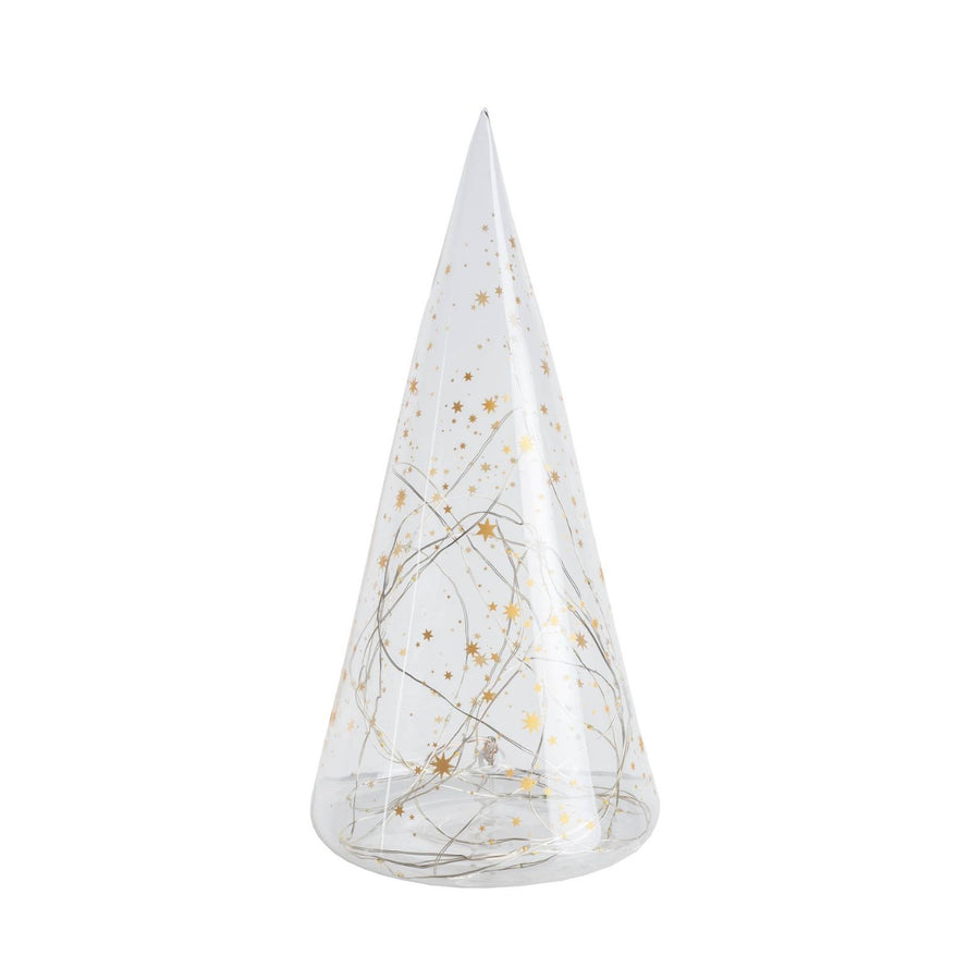 Gold Stars Led Glass Fir Tree